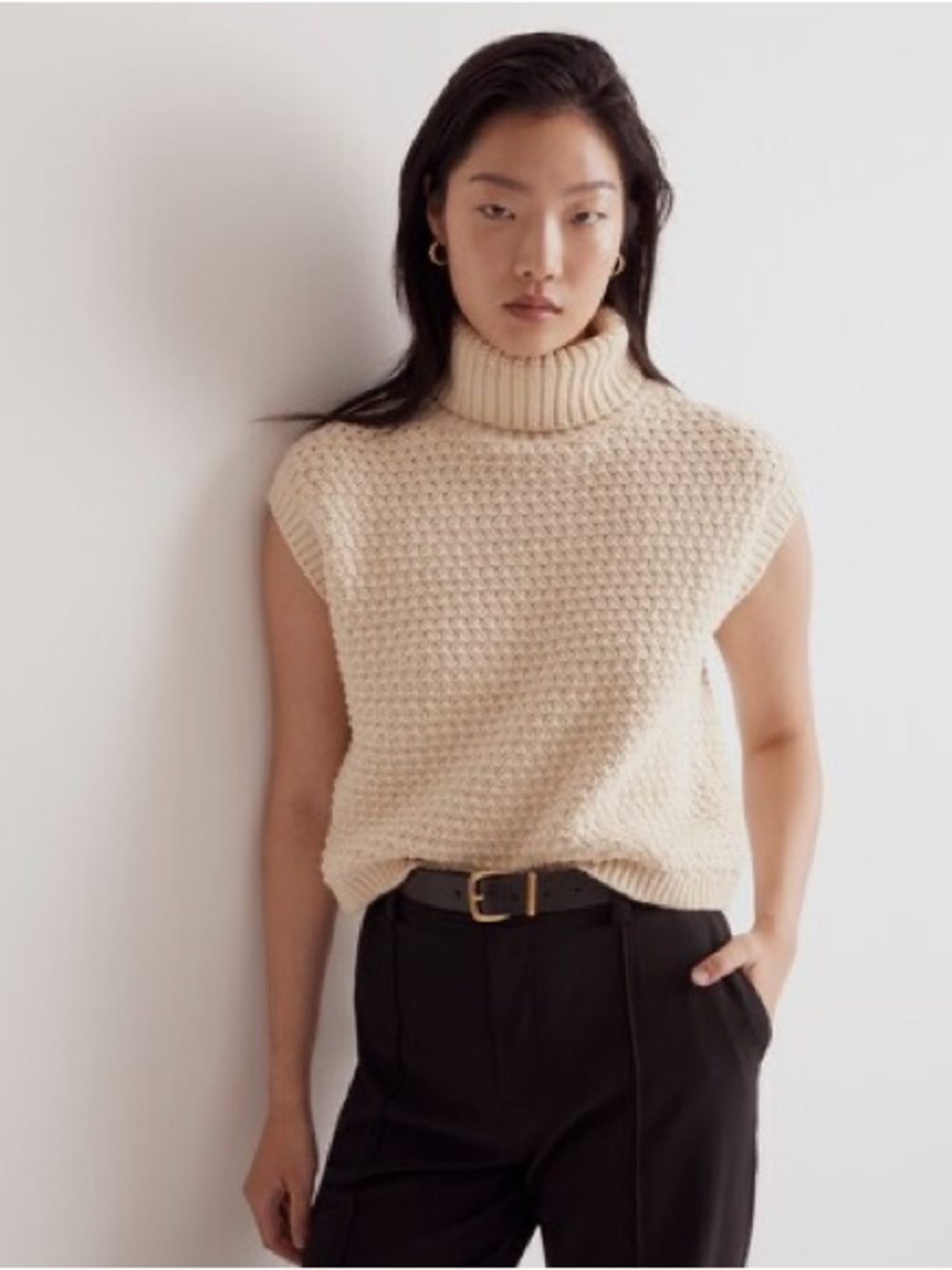 Madewell TexturedTurtleneck Sweater Knit Vest Sz M